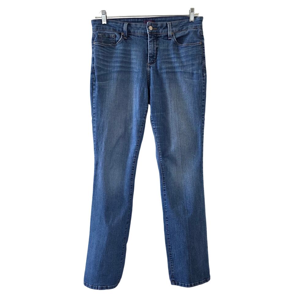 NYDJ Straight Leg Jeans Womens Size 12 Blue Stretch Denim Made in USA